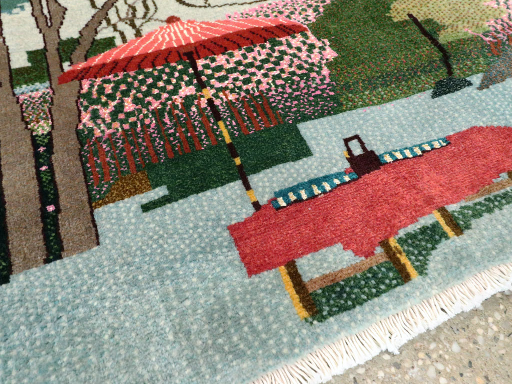 Vintage Persian Tabriz Pictorial Throw Rug, No.27914 - Gsblank