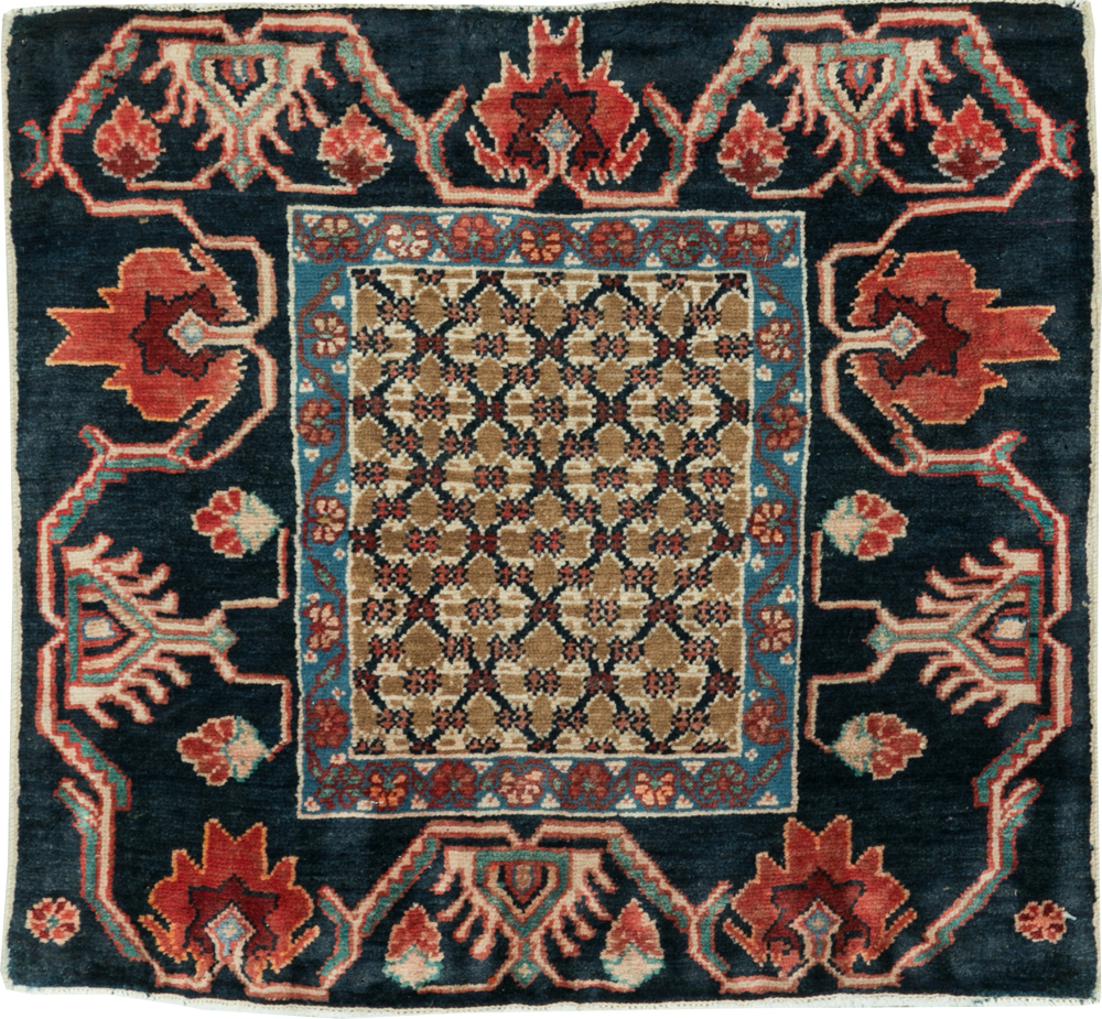 Vintage Persian Serab Square Throw Rug, No.27928 - Gsblank