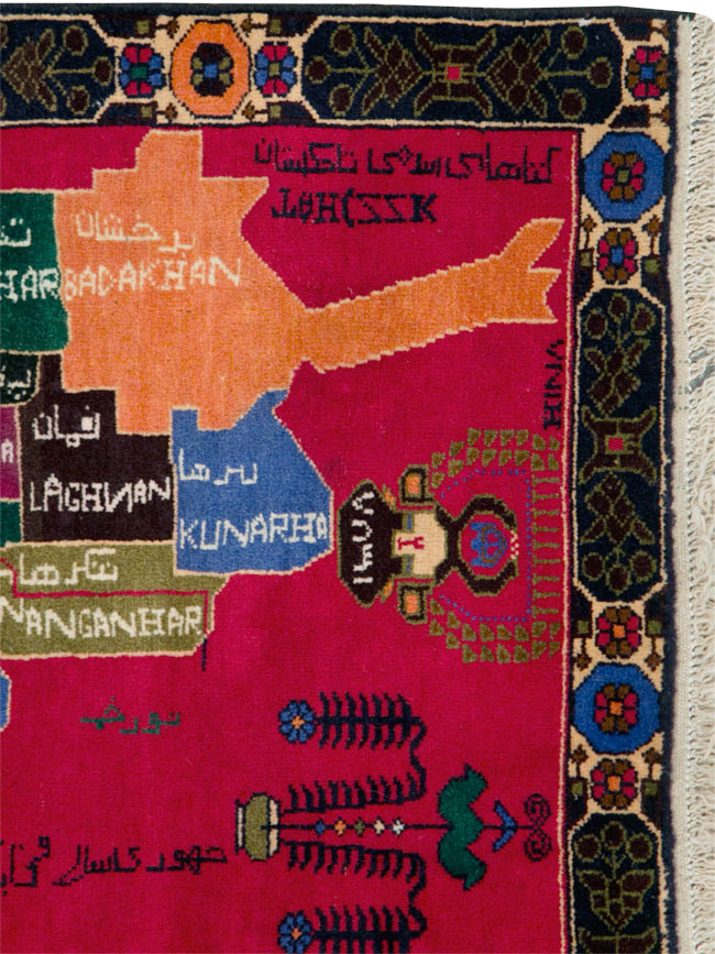 Vintage Scandinavian Map Rug, No.27945 - Gsblank