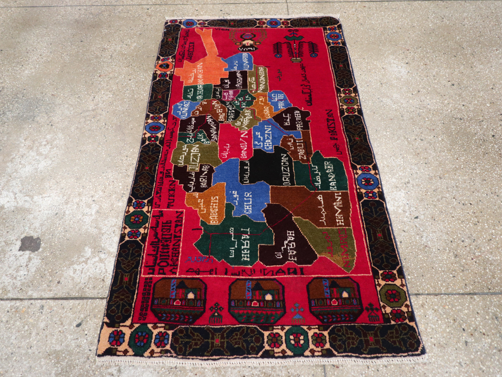 Vintage Scandinavian Map Rug, No.27945 - Gsblank