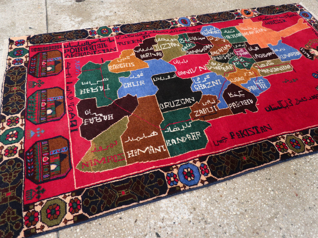 Vintage Scandinavian Map Rug, No.27945 - Gsblank