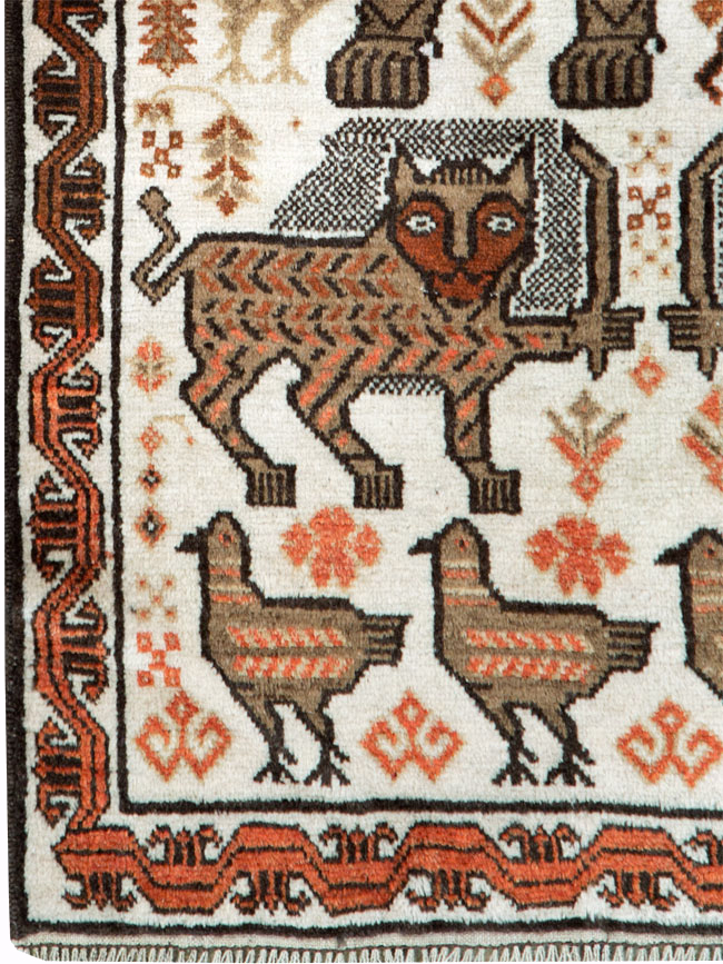 Vintage Persian Pictorial Gabbeh Throw Rug, No.27985 - Gsblank