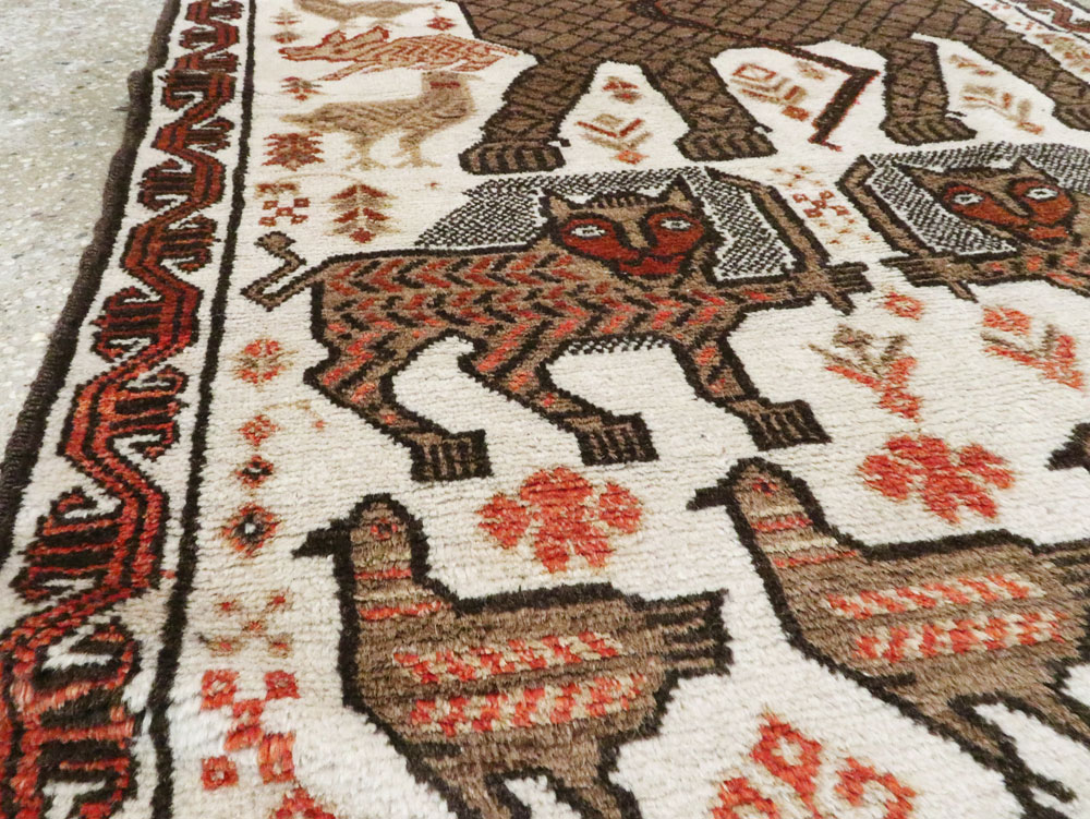 Vintage Persian Pictorial Gabbeh Throw Rug, No.27985 - Gsblank