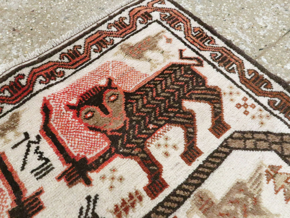 Vintage Persian Pictorial Gabbeh Throw Rug, No.27985 - Gsblank