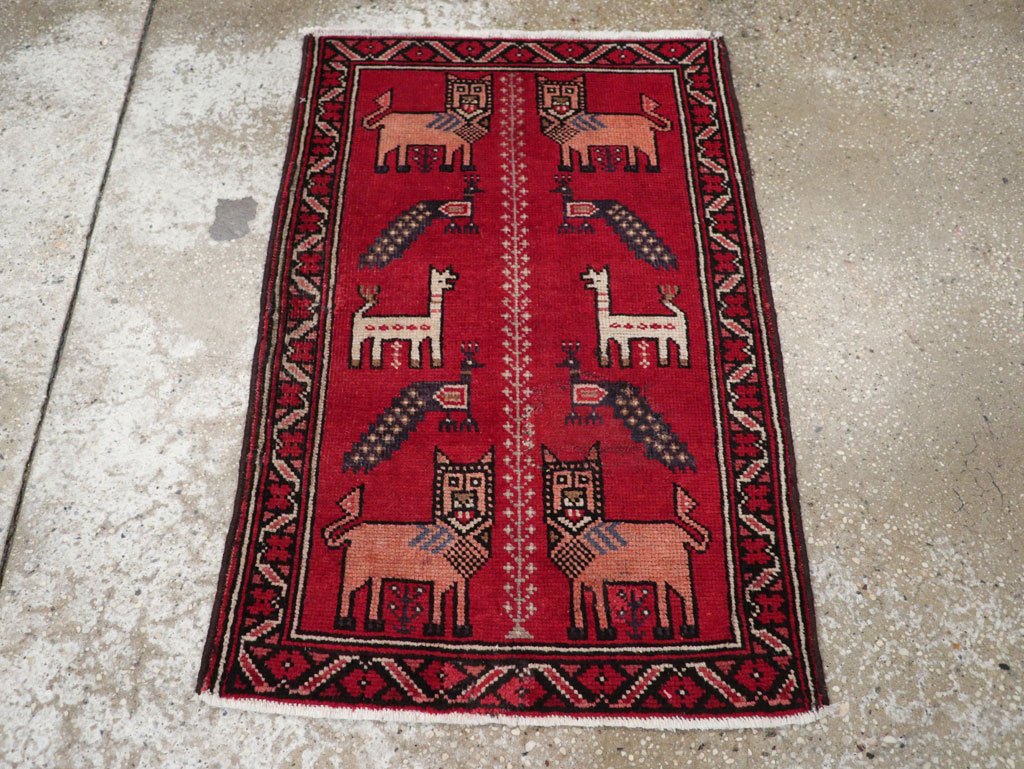 Vintage Persian Baluch Pictorial Rug, No.28001 - Gsblank