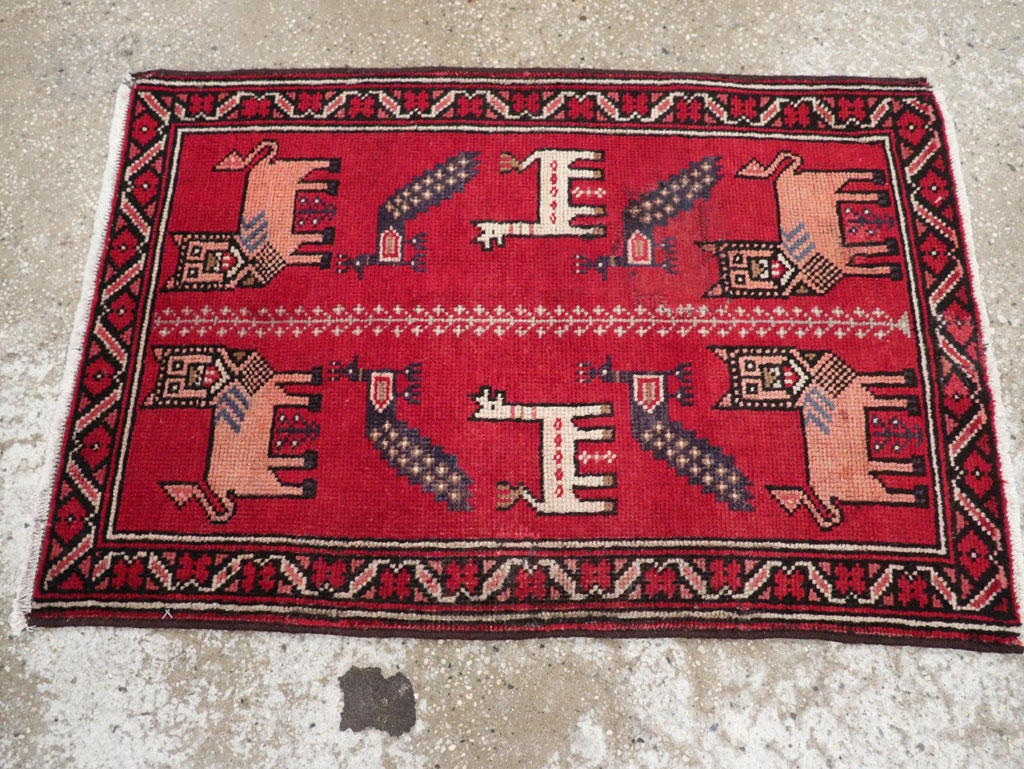 Vintage Persian Baluch Pictorial Rug, No.28001 - Gsblank