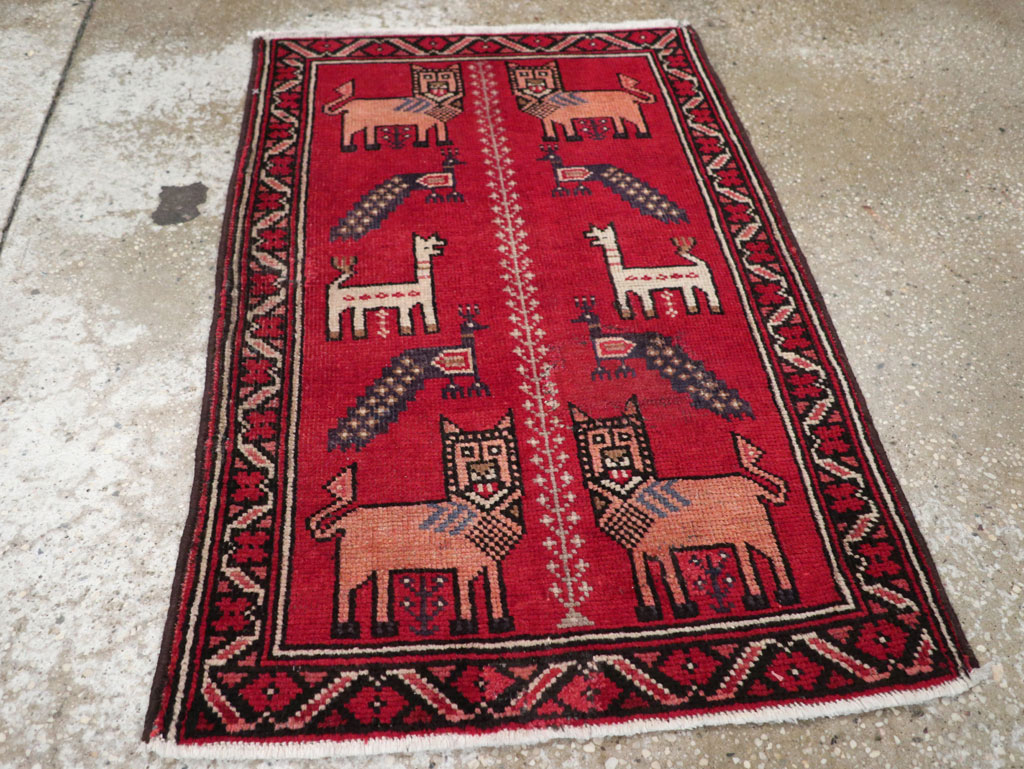 Vintage Persian Baluch Pictorial Rug, No.28001 - Gsblank