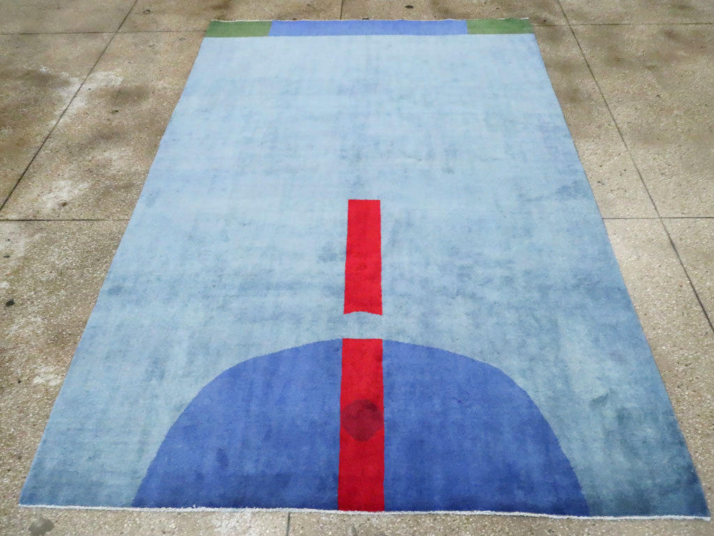 Vintage Persian Art Deco Inspired Mahal Accent Carpet, No.28002 - Gsblank