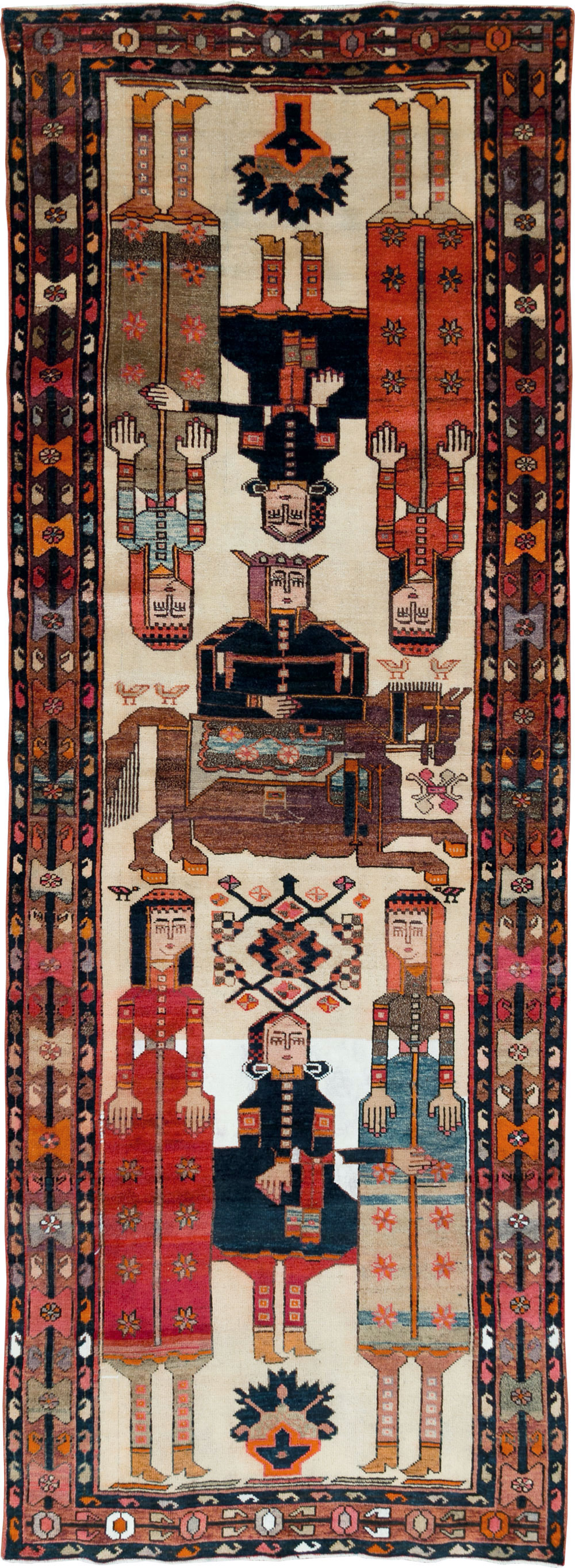 Vintage Persian Pictorial Bakhtiari Gallery Carpet, No.28005 - Gsblank