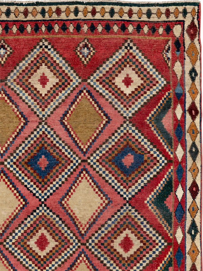 Antique Persian Gabbeh Accent Rug, No.28011 - Gsblank