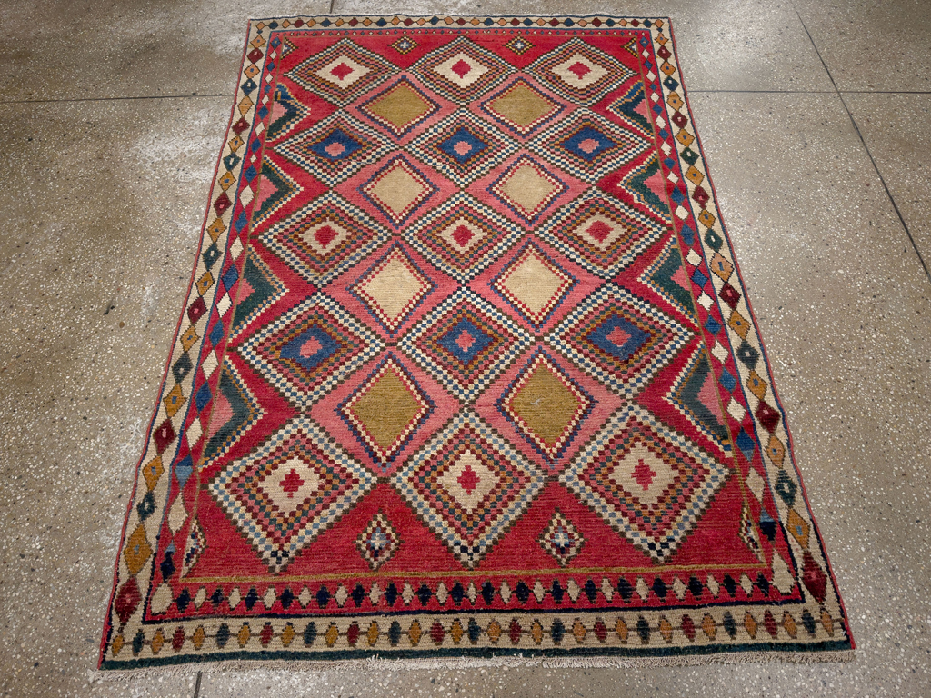 Antique Persian Gabbeh Accent Rug, No.28011 - Gsblank