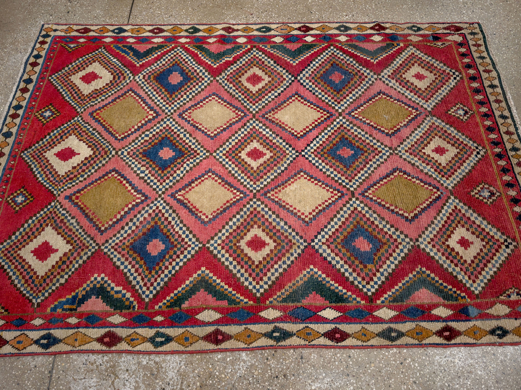 Antique Persian Gabbeh Accent Rug, No.28011 - Gsblank