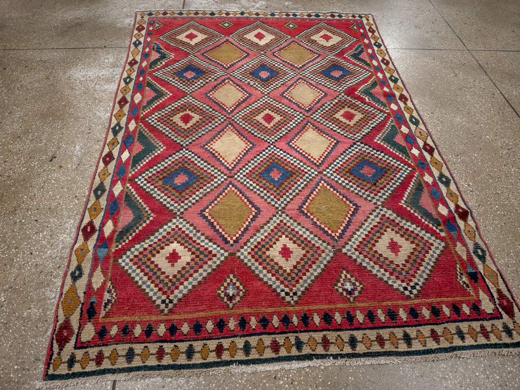 Antique Persian Gabbeh Accent Rug, No.28011 - Gsblank