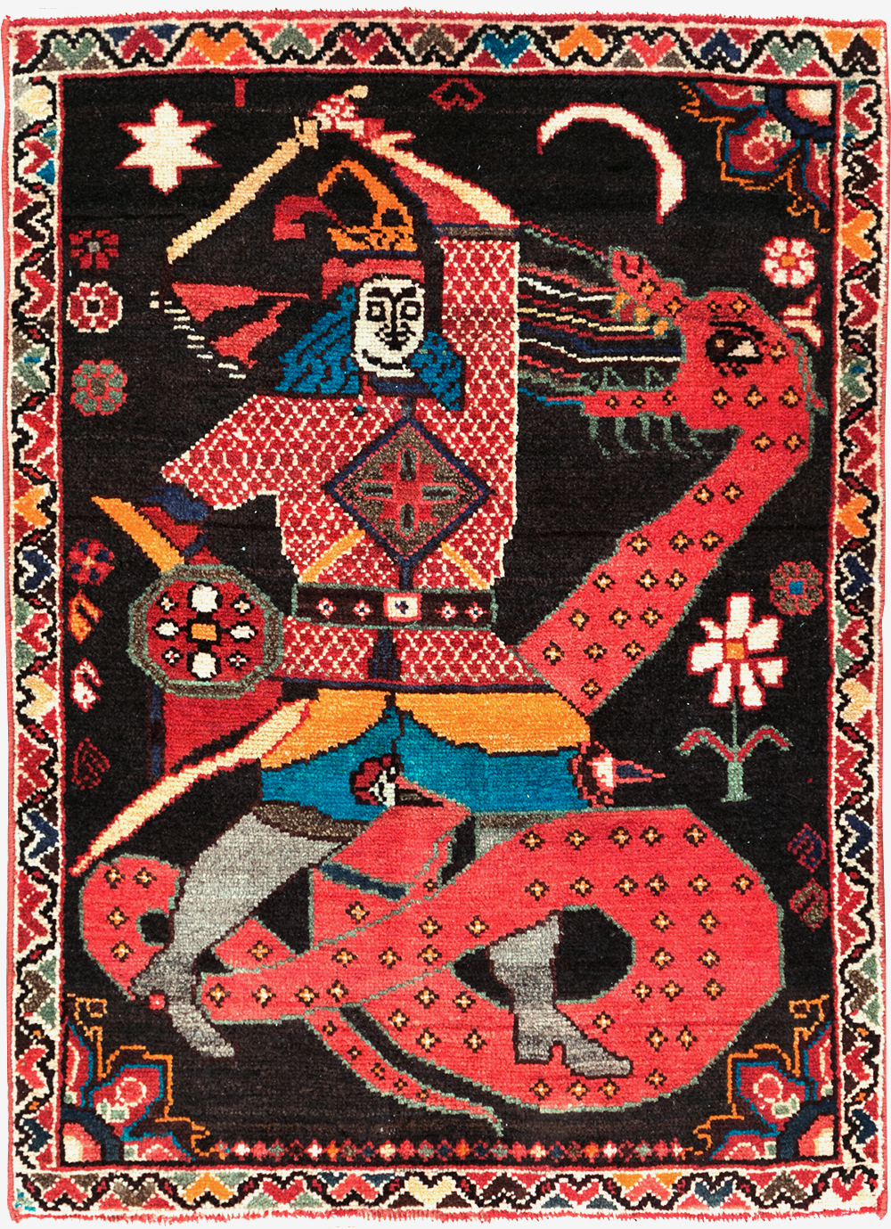 Vintage Persian Hamadan Pictorial Rug (Pair: 1 of 2), No.28017 - Gsblank