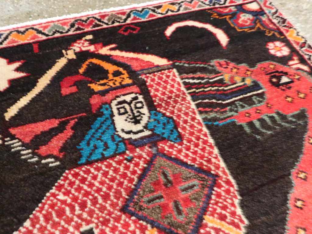 Vintage Persian Hamadan Pictorial Rug (Pair: 1 of 2), No.28017 - Gsblank