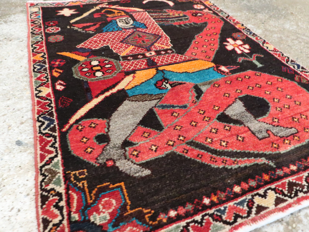 Vintage Persian Hamadan Pictorial Rug (Pair: 1 of 2), No.28017 - Gsblank