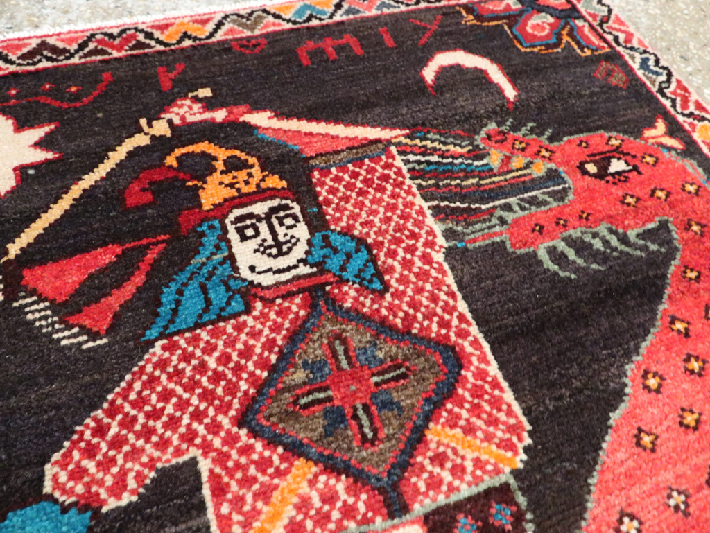 Vintage Persian Hamadan Pictorial Rug (Pair: 2 of 2), No.28018 - Gsblank