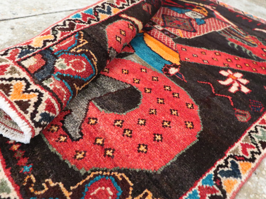 Vintage Persian Hamadan Pictorial Rug (Pair: 2 of 2), No.28018 - Gsblank