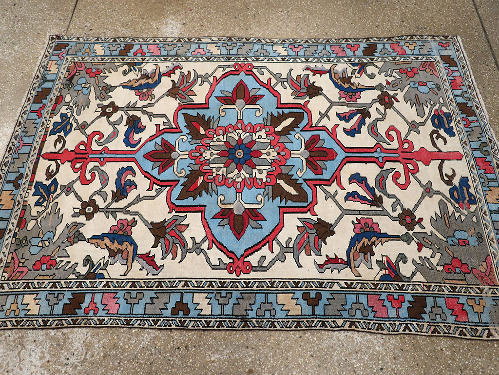 Vintage Persian Hamadan Throw Rug, No.28021 - Gsblank