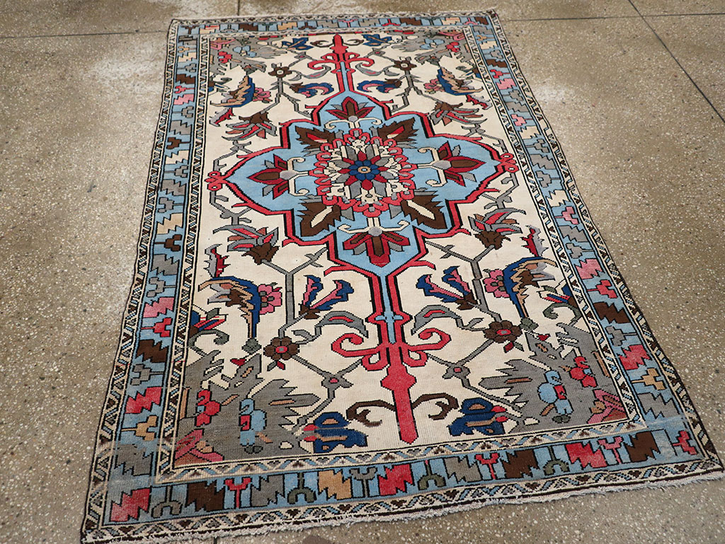 Vintage Persian Hamadan Throw Rug, No.28021 - Gsblank