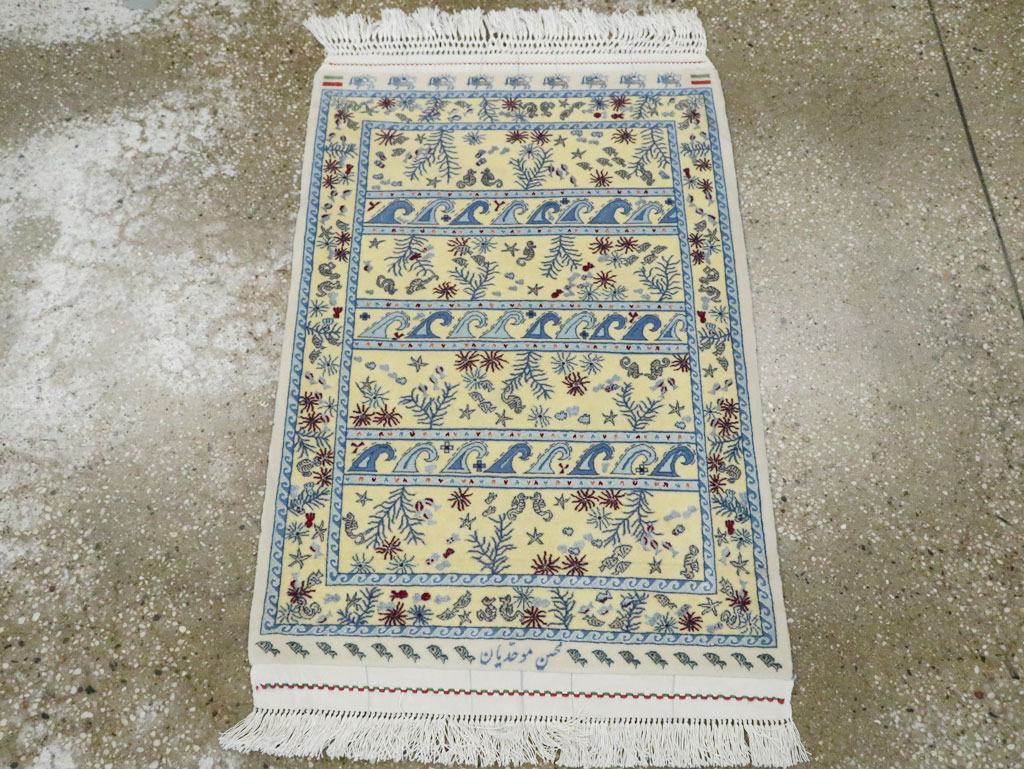 Vintage Persian Isfahan Pictorial Throw Rug (Pair: 1 of 2), No.28023 - Gsblank