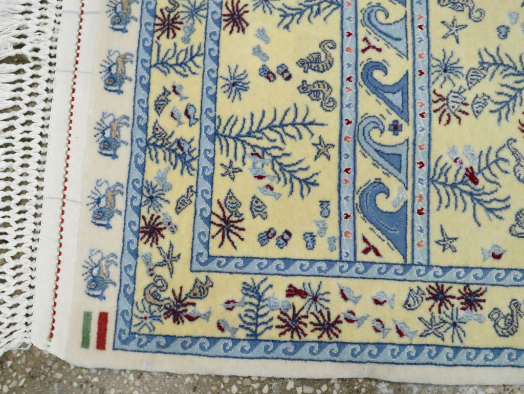 Vintage Persian Isfahan Pictorial Throw Rug (Pair: 1 of 2), No.28023 - Gsblank