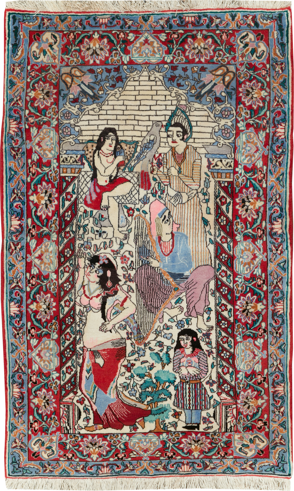 Vintage Pictorial Isfahan Rug, No.28025 - Gsblank