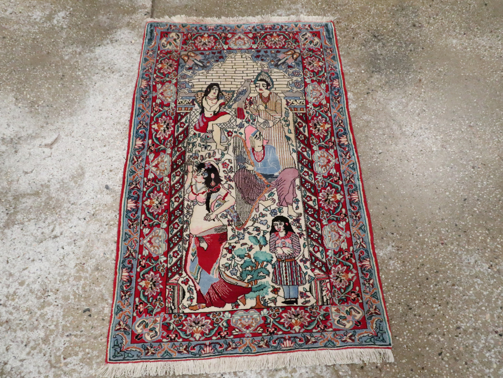 Vintage Pictorial Isfahan Rug, No.28025 - Gsblank