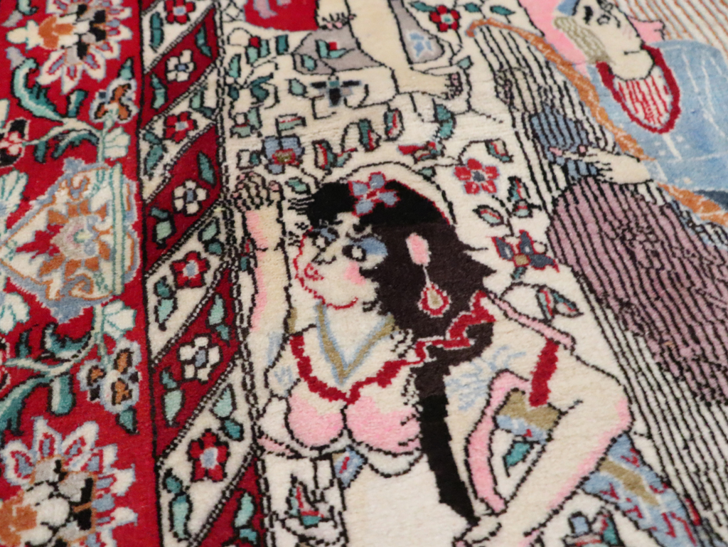 Vintage Pictorial Isfahan Rug, No.28025 - Gsblank