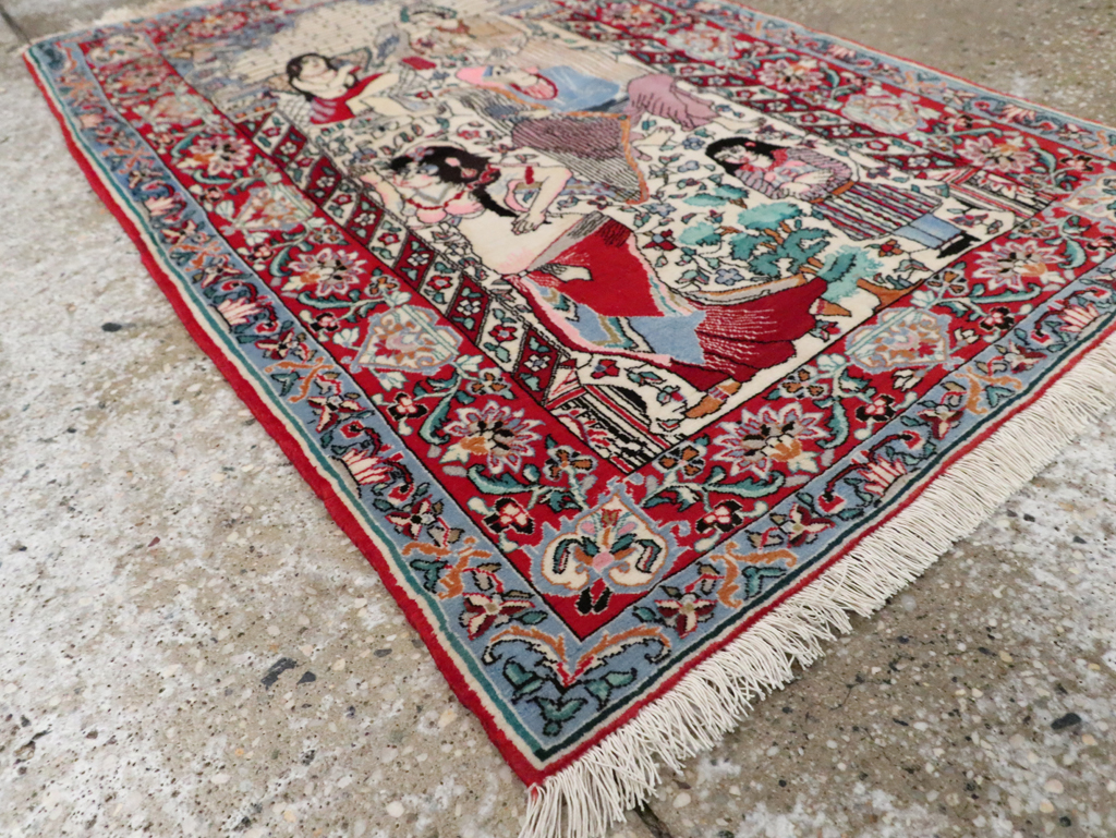 Vintage Pictorial Isfahan Rug, No.28025 - Gsblank