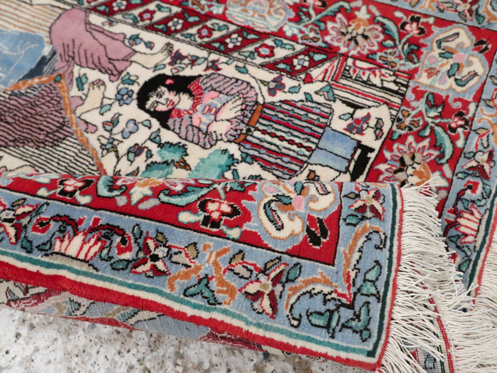 Vintage Pictorial Isfahan Rug, No.28025 - Gsblank