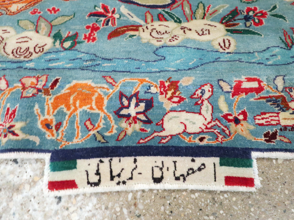 Vintage Persian Pictorial Isfahan Rug, No.28026 - Gsblank