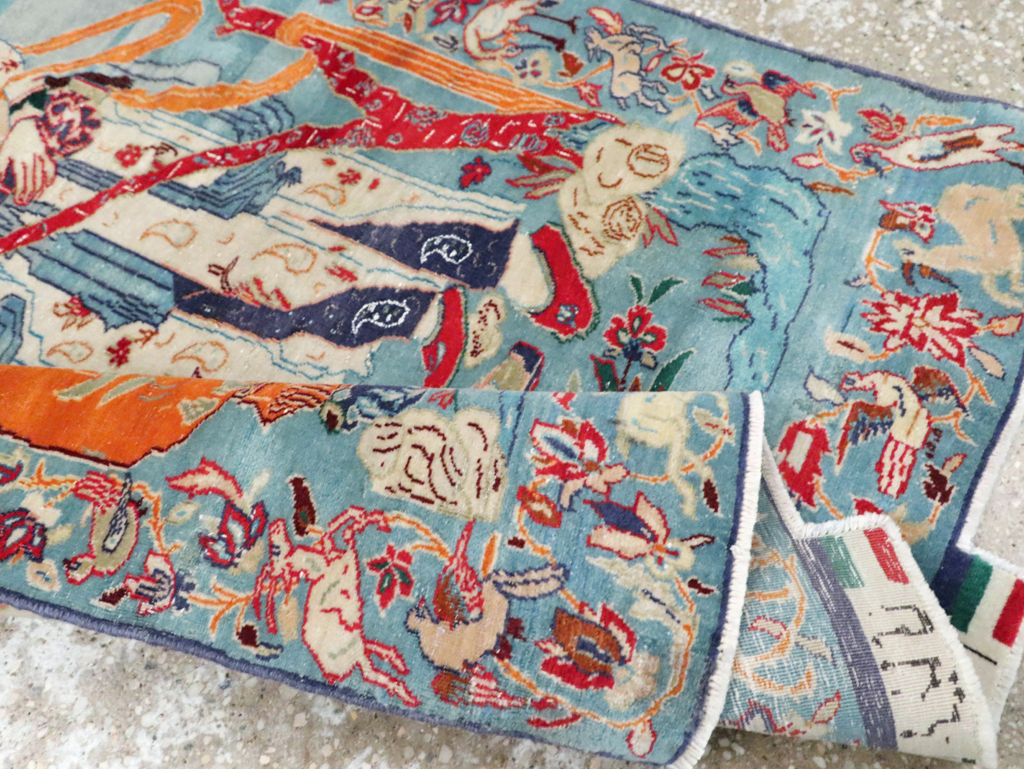 Vintage Persian Pictorial Isfahan Rug, No.28026 - Gsblank