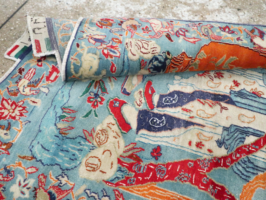 Vintage Persian Pictorial Isfahan Rug, No.28026 - Gsblank