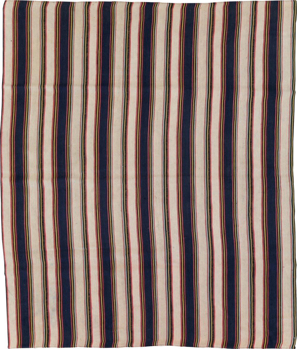 Vintage Persian Flatweave Kilim Small Room Size Carpet, No.28029 - Gsblank