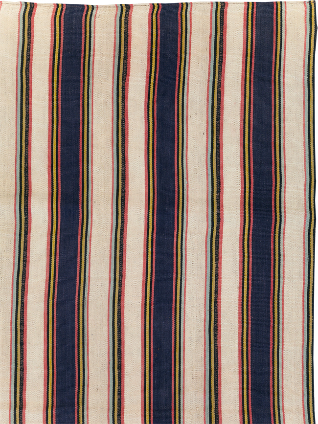 Vintage Persian Flatweave Kilim Small Room Size Carpet, No.28029 - Gsblank