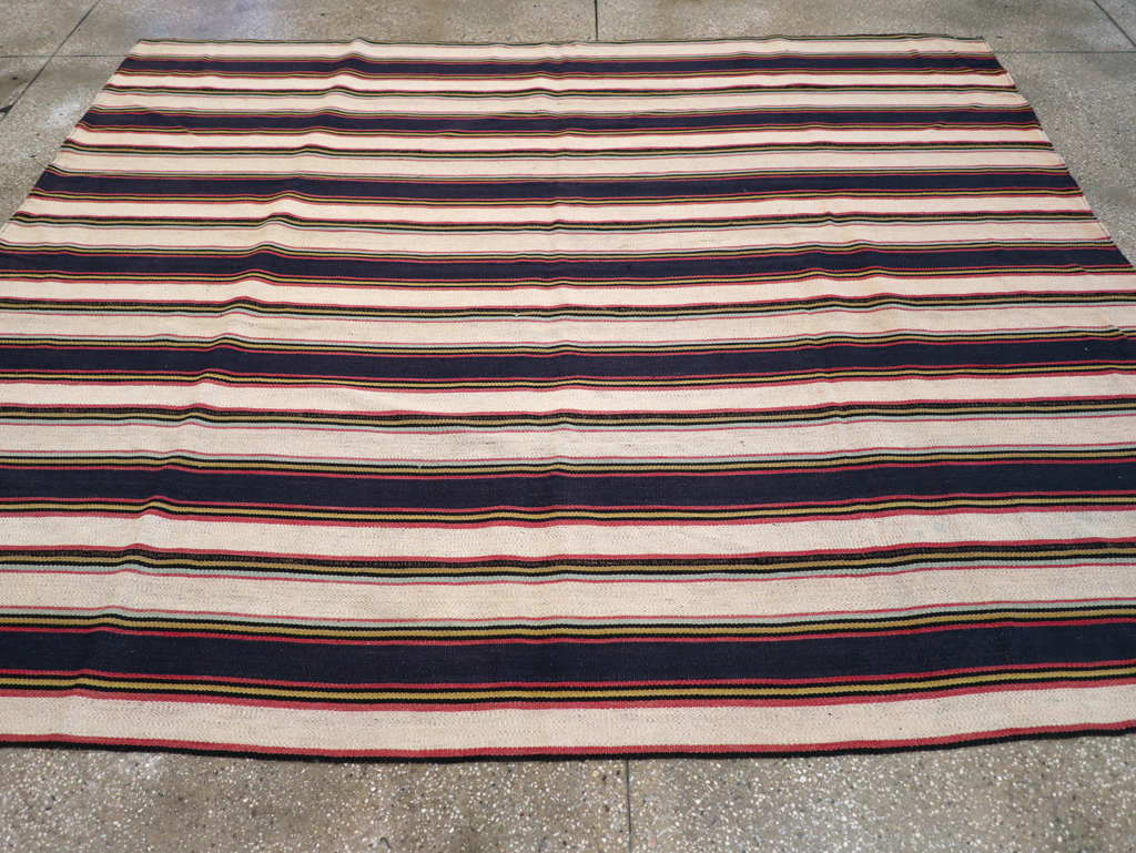 Vintage Persian Flatweave Kilim Small Room Size Carpet, No.28029 - Gsblank