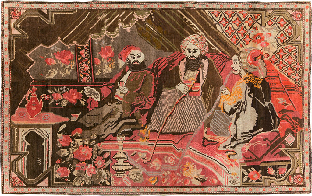 Vintage Pictorial Karabagh Rug, No.28032 - Gsblank