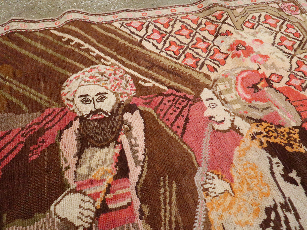 Vintage Pictorial Karabagh Rug, No.28032 - Gsblank