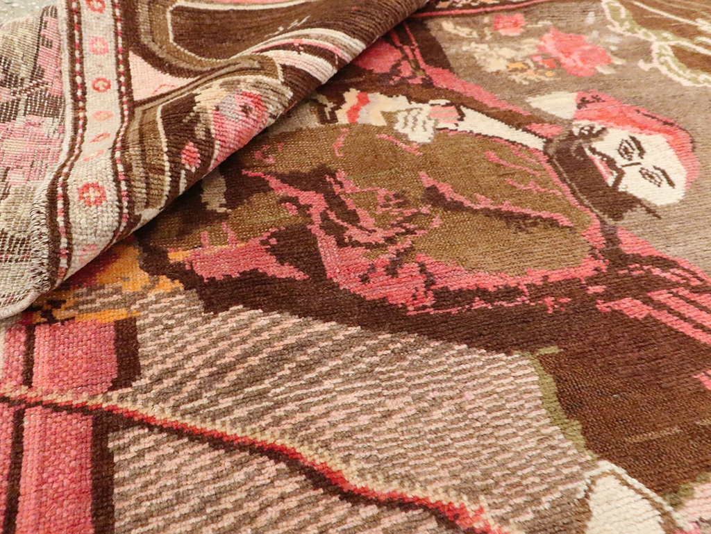 Vintage Pictorial Karabagh Rug, No.28032 - Gsblank