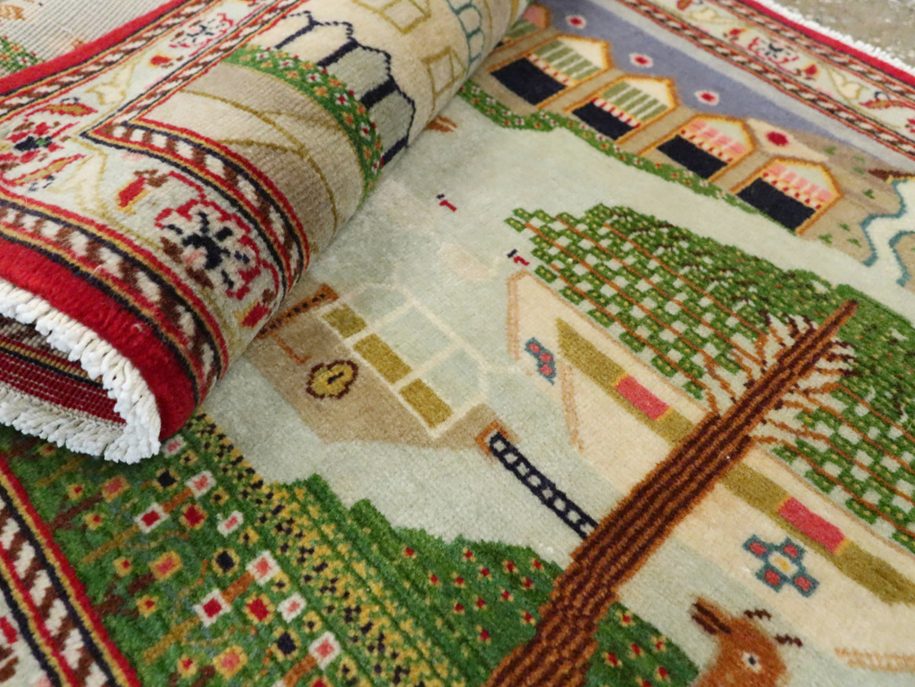 Vintage Persian Kashan Pictorial Rug (Pair: 1 of 2), No.28033 - Gsblank