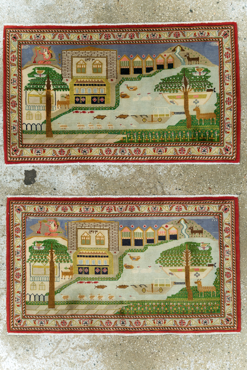Vintage Persian Kashan Pictorial Rug (Pair: 1 of 2), No.28033 - Gsblank