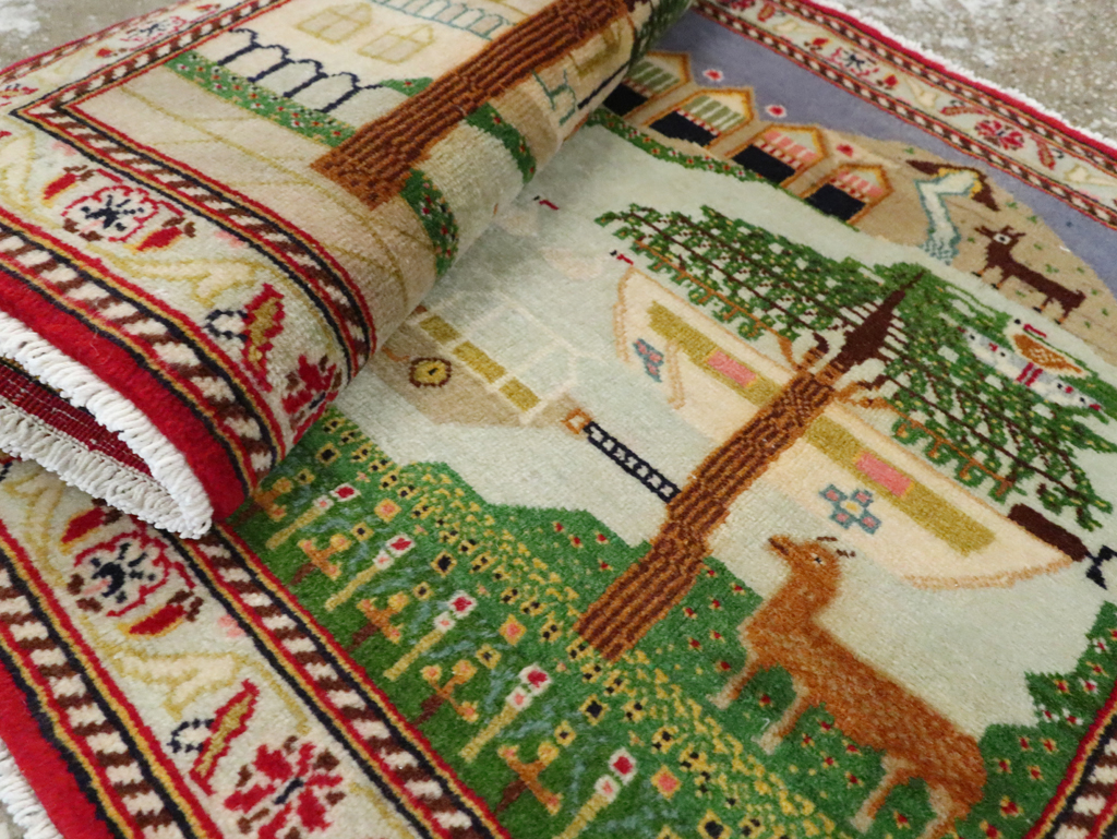 Vintage Persian Kashan Pictorial Rug (Pair: 2 of 2), No.28034 - Gsblank