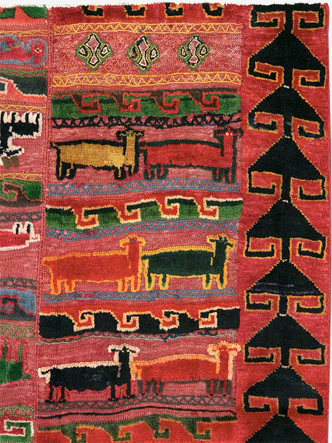 Vintage Persian Pictorial Kurd Accent Rug, No.28039 - Gsblank
