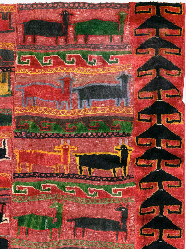 Vintage Persian Pictorial Kurd Accent Rug, No.28039 - Gsblank