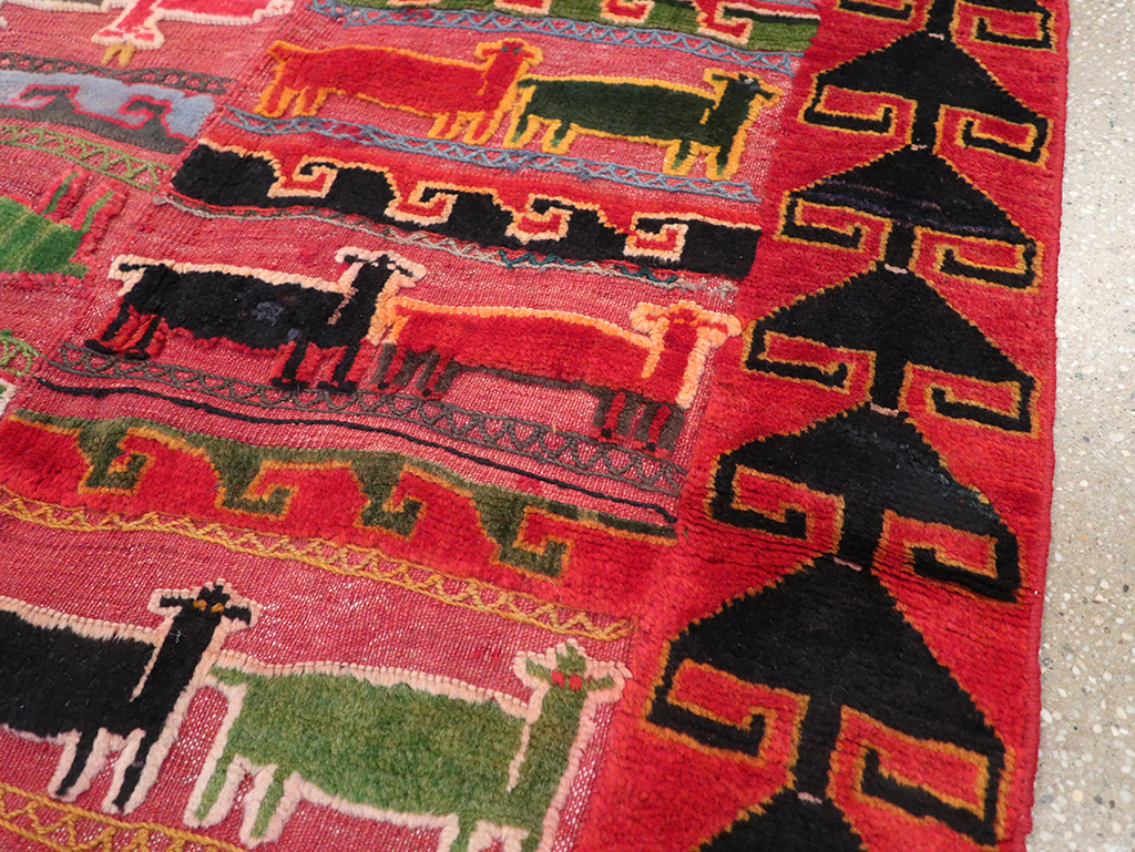 Vintage Persian Pictorial Kurd Accent Rug, No.28039 - Gsblank