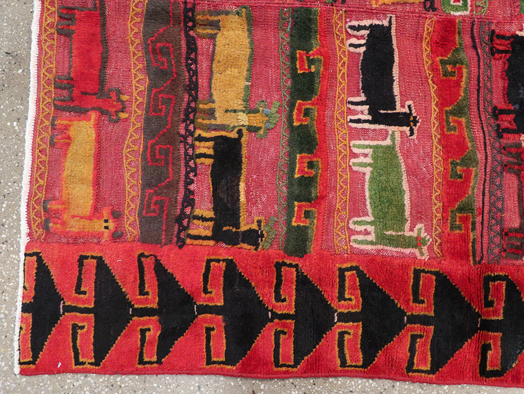 Vintage Persian Pictorial Kurd Accent Rug, No.28039 - Gsblank