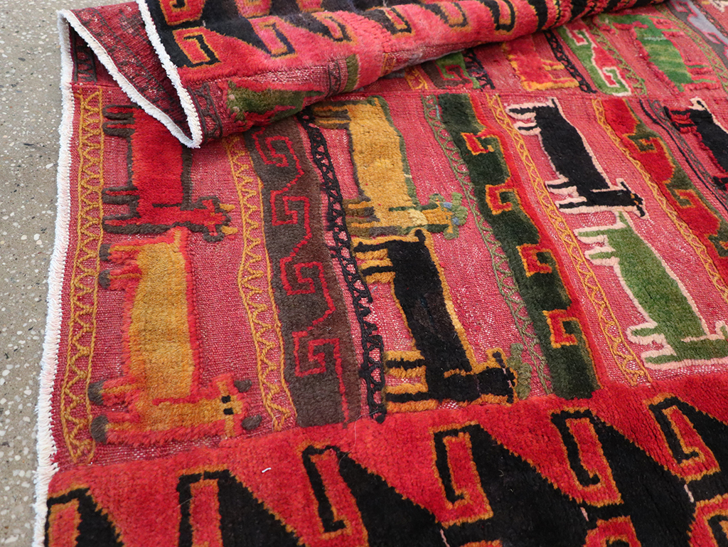 Vintage Persian Pictorial Kurd Accent Rug, No.28039 - Gsblank