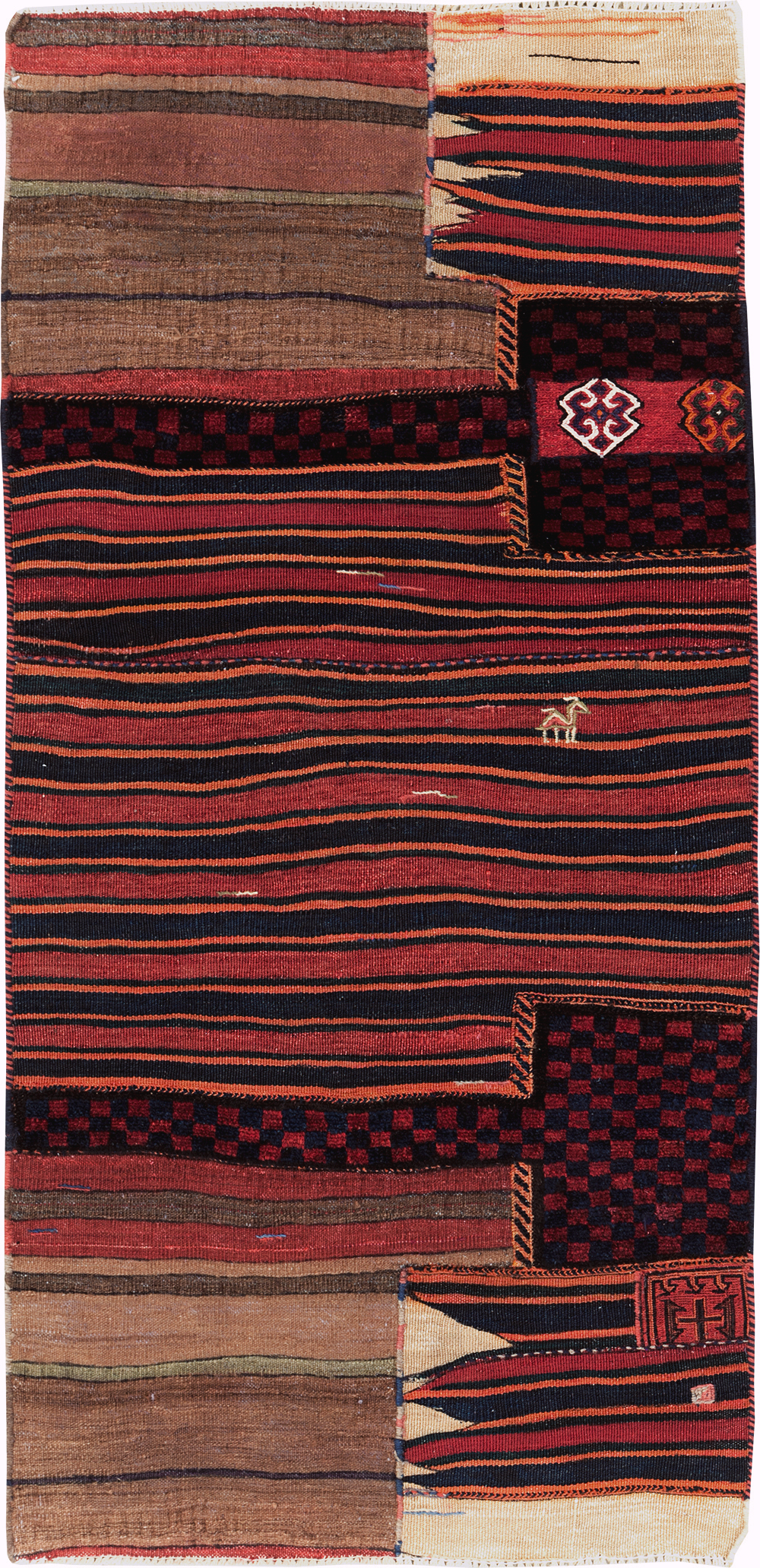 Vintage Persian Chaharmahal Bakhtiari Tacheh Flatweave Kilim, No.28040 - Gsblank