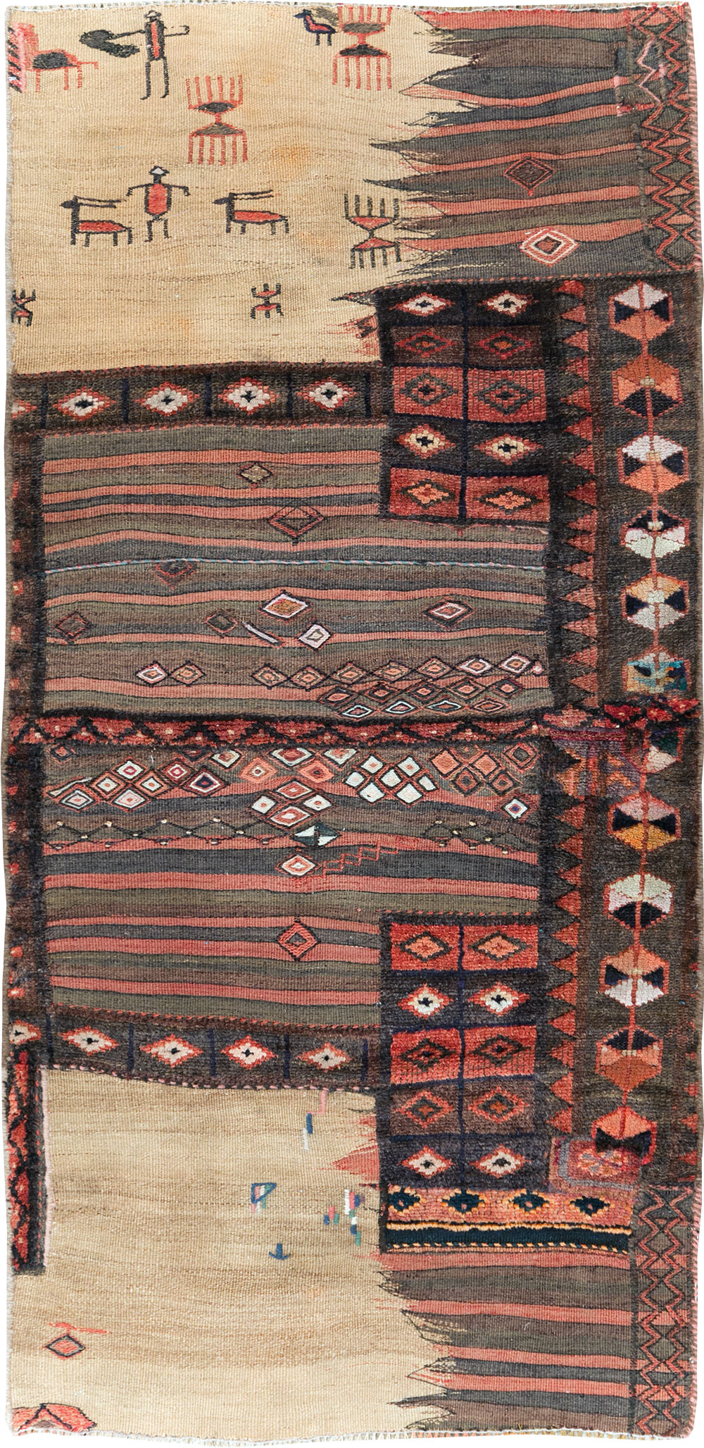 Vintage Persian Chaharmahal Bakhtiari Tacheh Flatweave Kilim , No.28042 - Gsblank